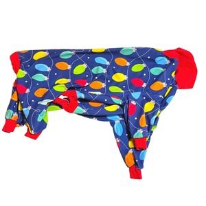 Pittie Clothing Co Dog Pajamas‎ Medium Christmas Lights Stretch Navy